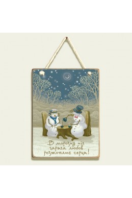 Семейная новогодняя картина: Снеговики